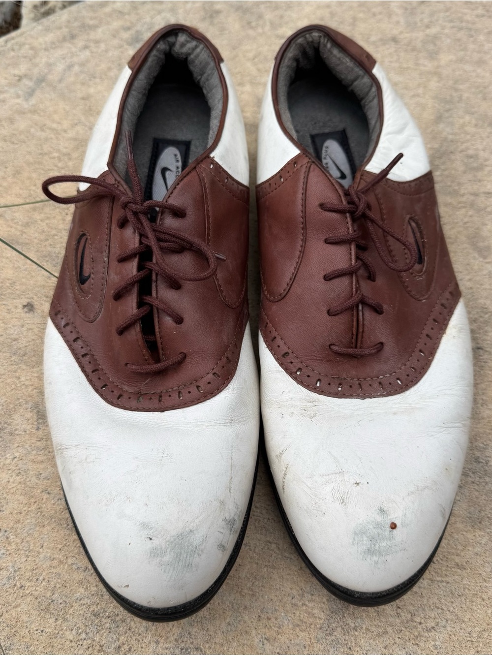 Men's Nike Air Golf Two-Tone Brown and White Saddle Shoes